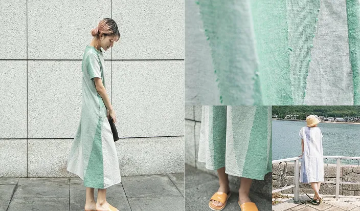 播州織の生地を使ったワンピース